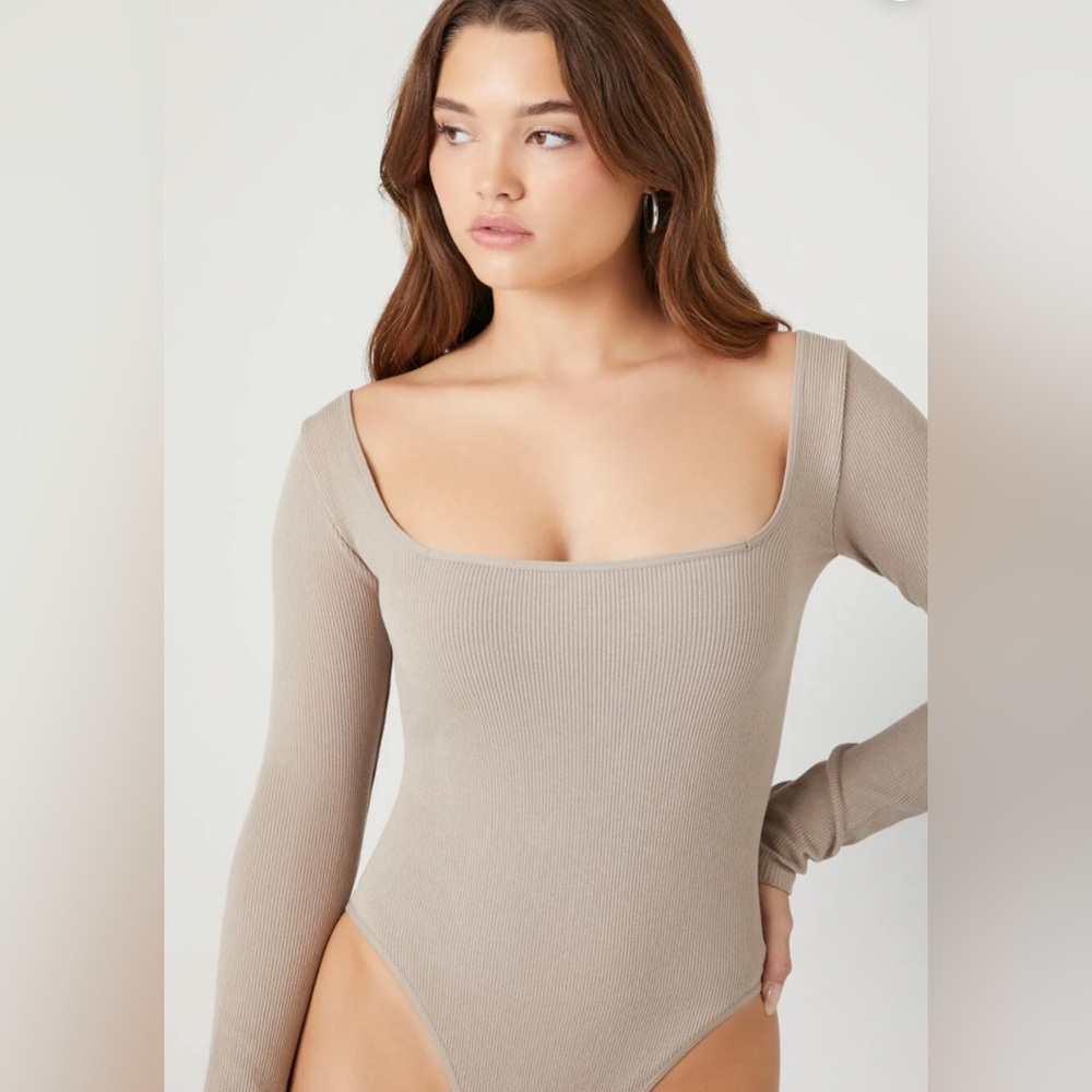 Forever 21 Taupe Ribbed Bodysuit